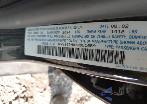 2003 Volkswagen Jetta Gls 1.8T from USA, damaged, VIN 3VWSE69M03M051659